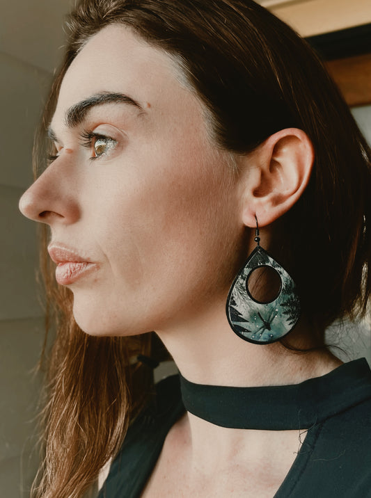 Handmade Metal Earrings - Dark Dragonfly