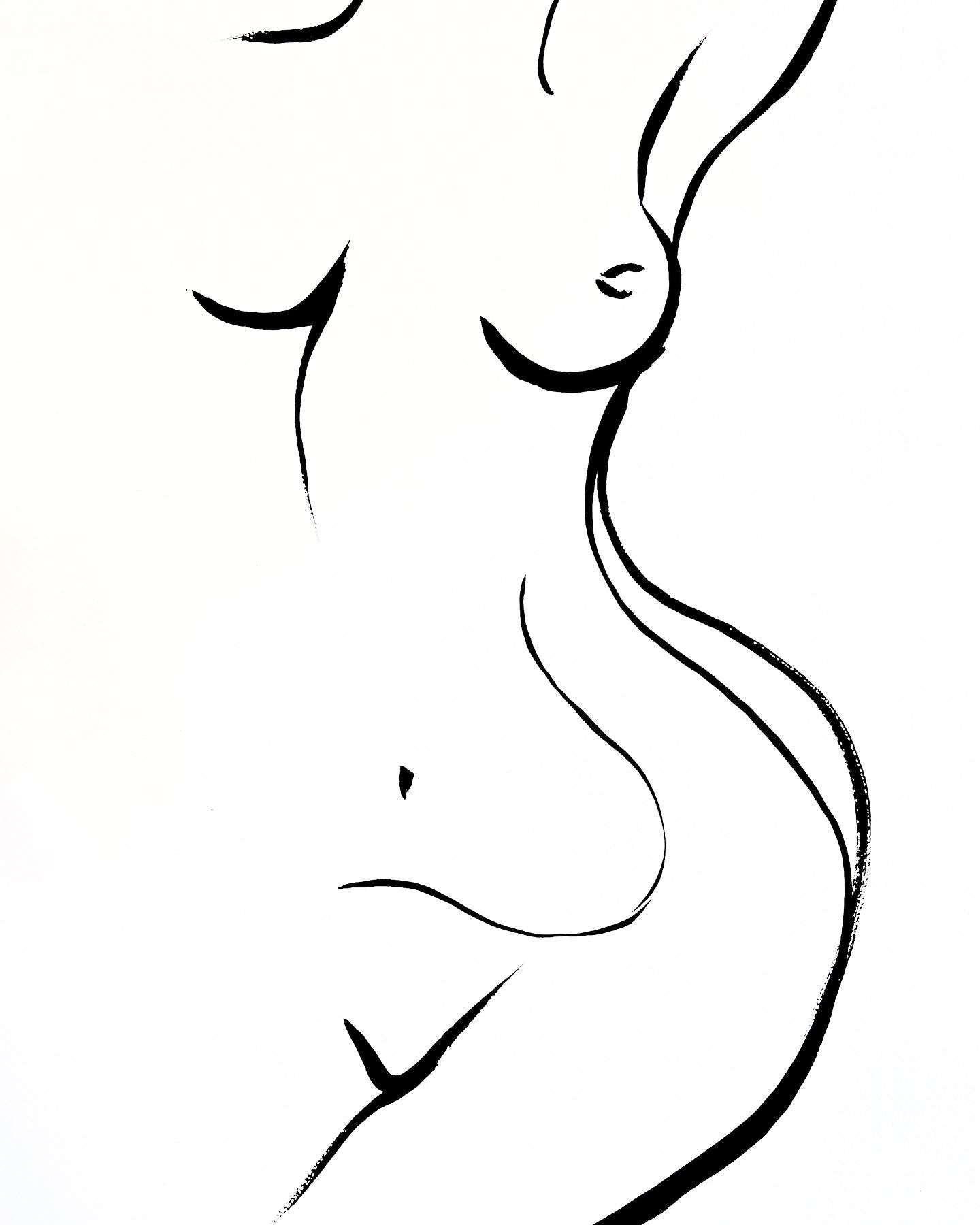 Black and White Nude Ink Drawing