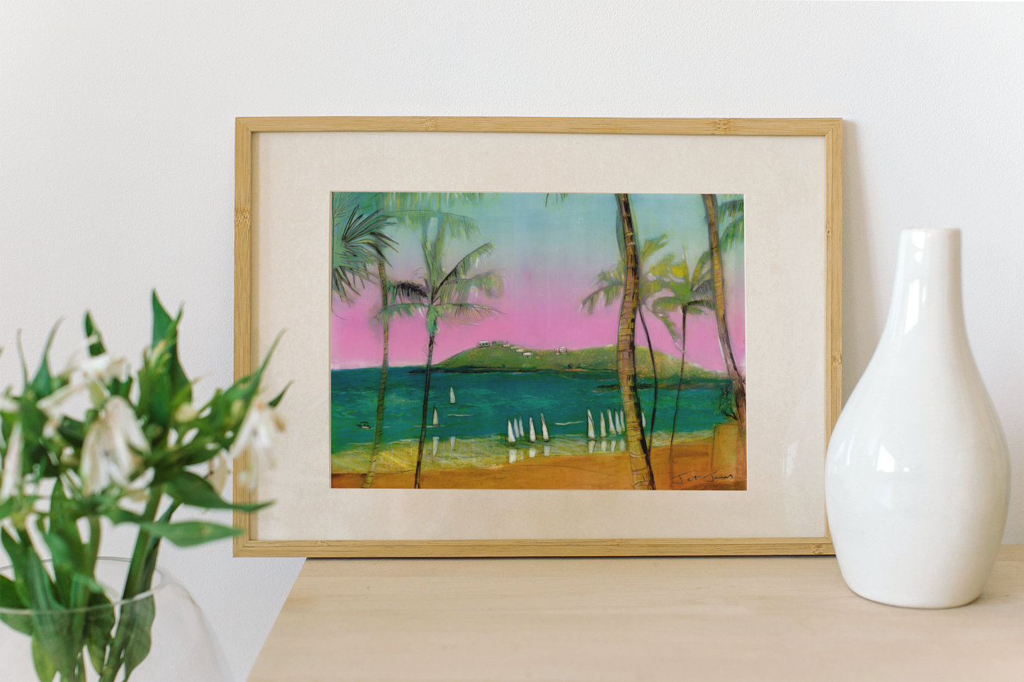 'Yeppoon Main Beach (View Through The Palms)' Fine Art Print