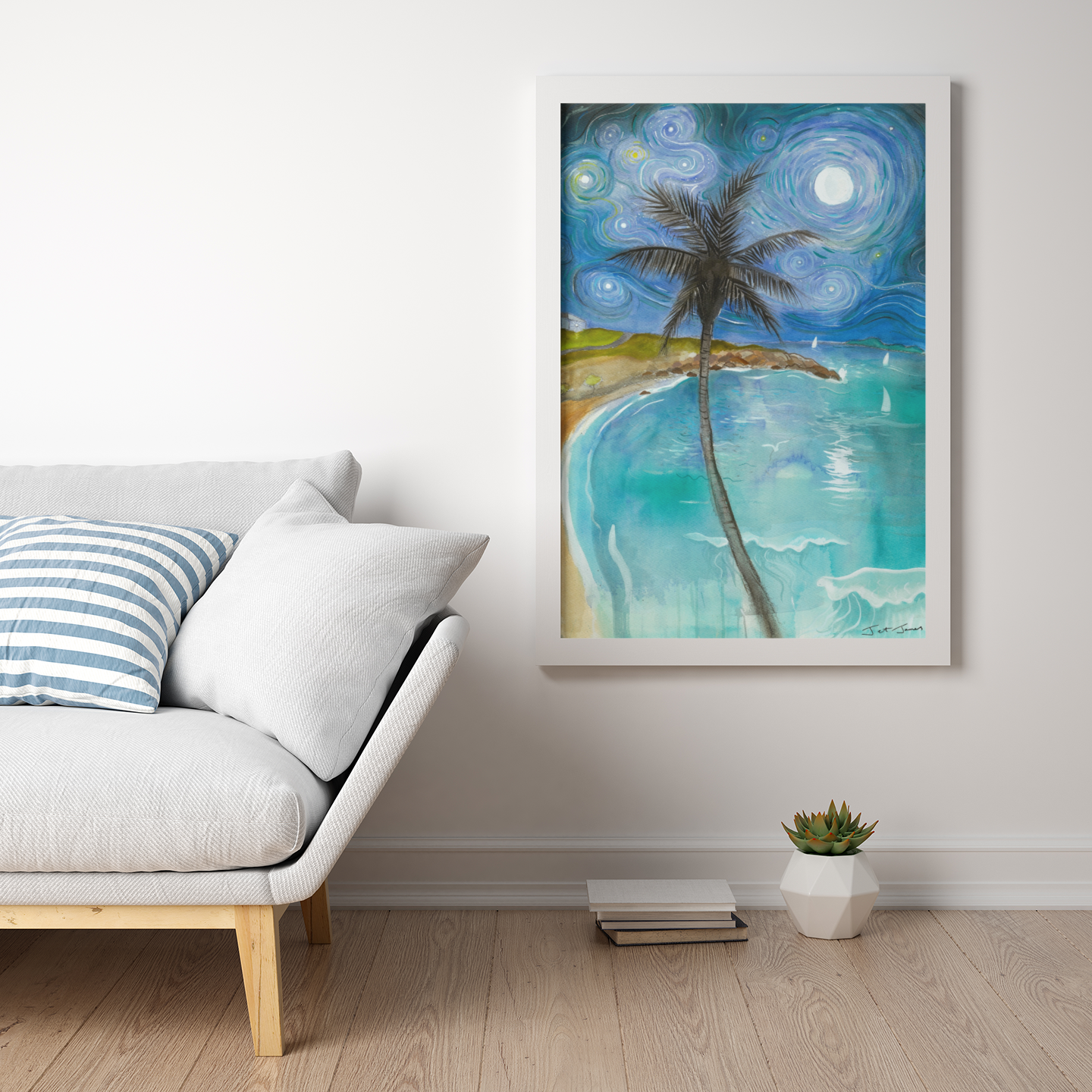 'Starry Blue Palm' Fine Art Print